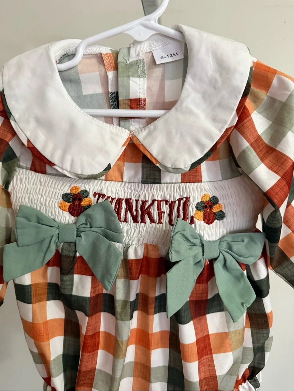 Smocked “Thankful” Bubble Romper